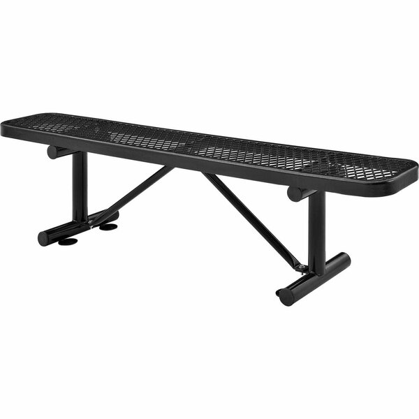 Global Industrial 6ft Outdoor Steel Flat Bench, Expanded Metal, Black 277156BK